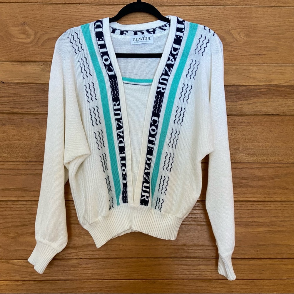 Vintage 80s Nuwina Cote D'Azur v-neck sweater